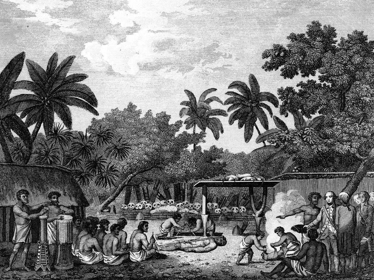 जेम्स कुक, इंग्लिश नाविक, ताहिती ओतहाइट में मानव बलिदान का गवाह c1773 1815 द्वारा अज्ञात