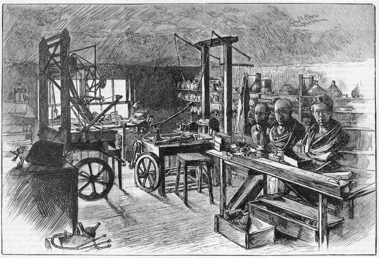 जेम्स वाट्स ने हीथफील्ड हॉल, बर्मिंघम, 1886 में कार्यशाला की द्वारा अज्ञात