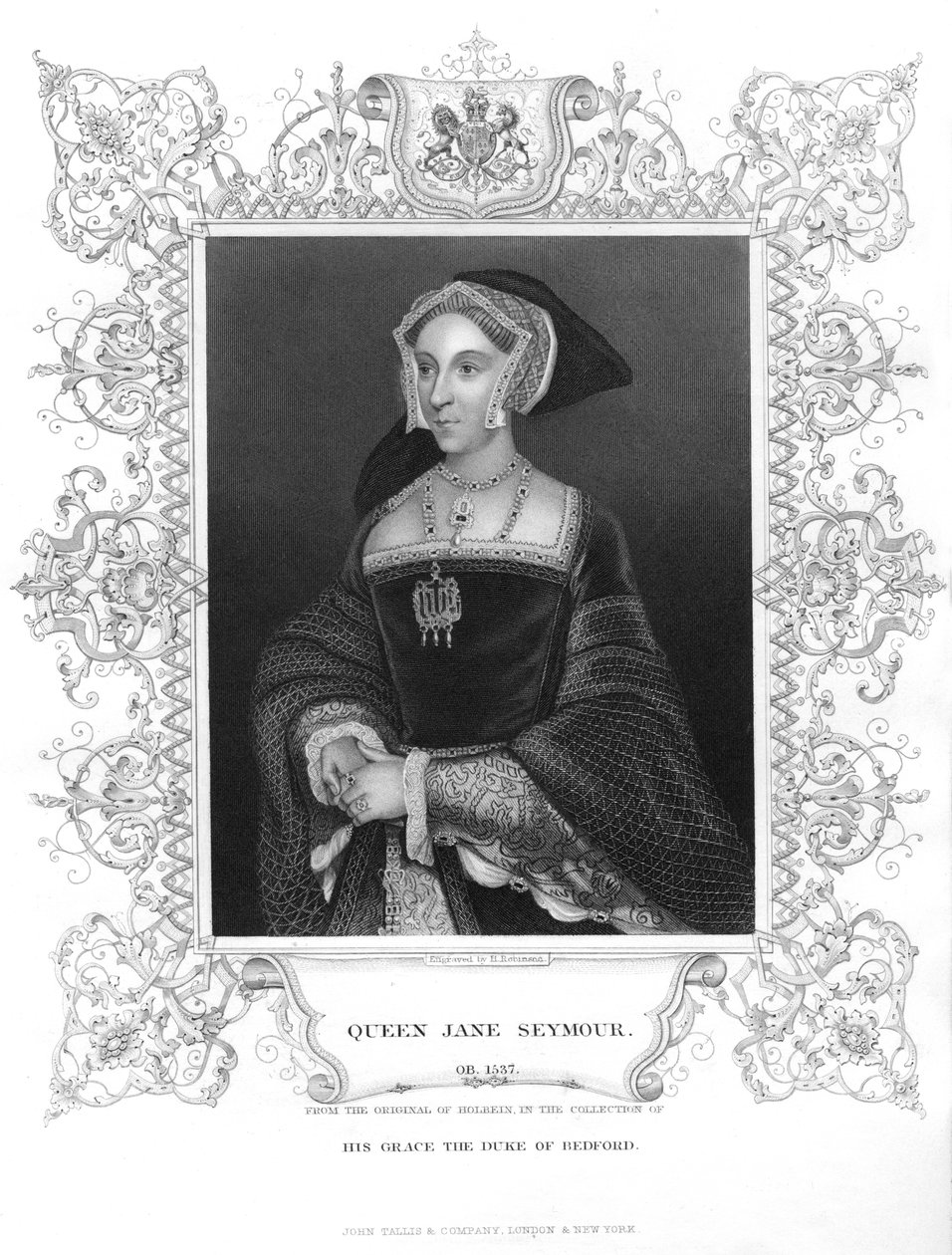 जेन सीमोर, हेनरी VIII की तीसरी पत्नी, c1536, 19 वीं शताब्दी द्वारा अज्ञात