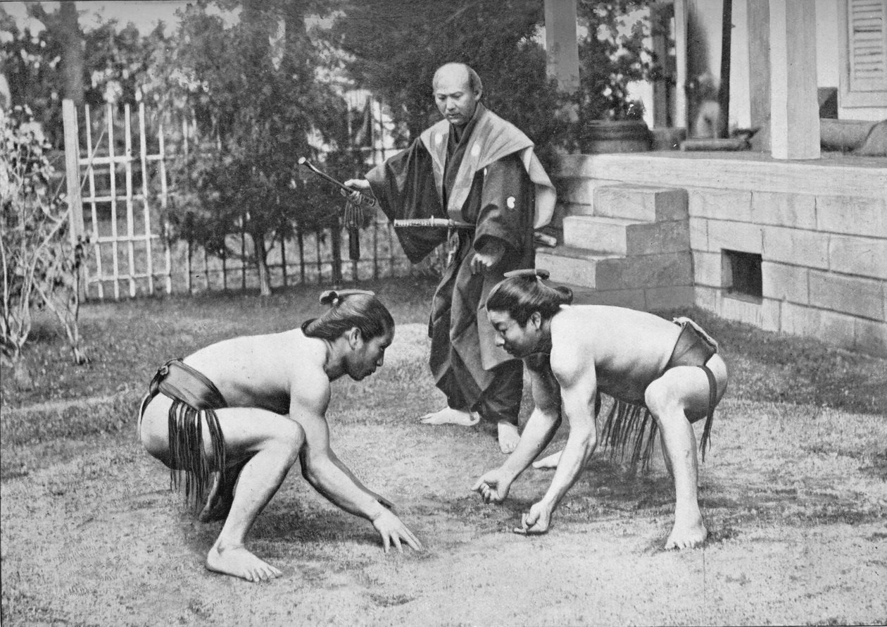 जापानी रेसलर्स रेडी फॉर ए गो, c1902, 1903 द्वारा अज्ञात