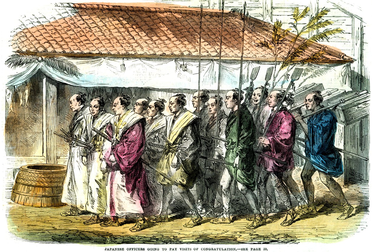 जापानी अधिकारियों को बधाई देने के लिए जापान, 1865 की यात्राओं का भुगतान करने जा रहे हैं द्वारा अज्ञात