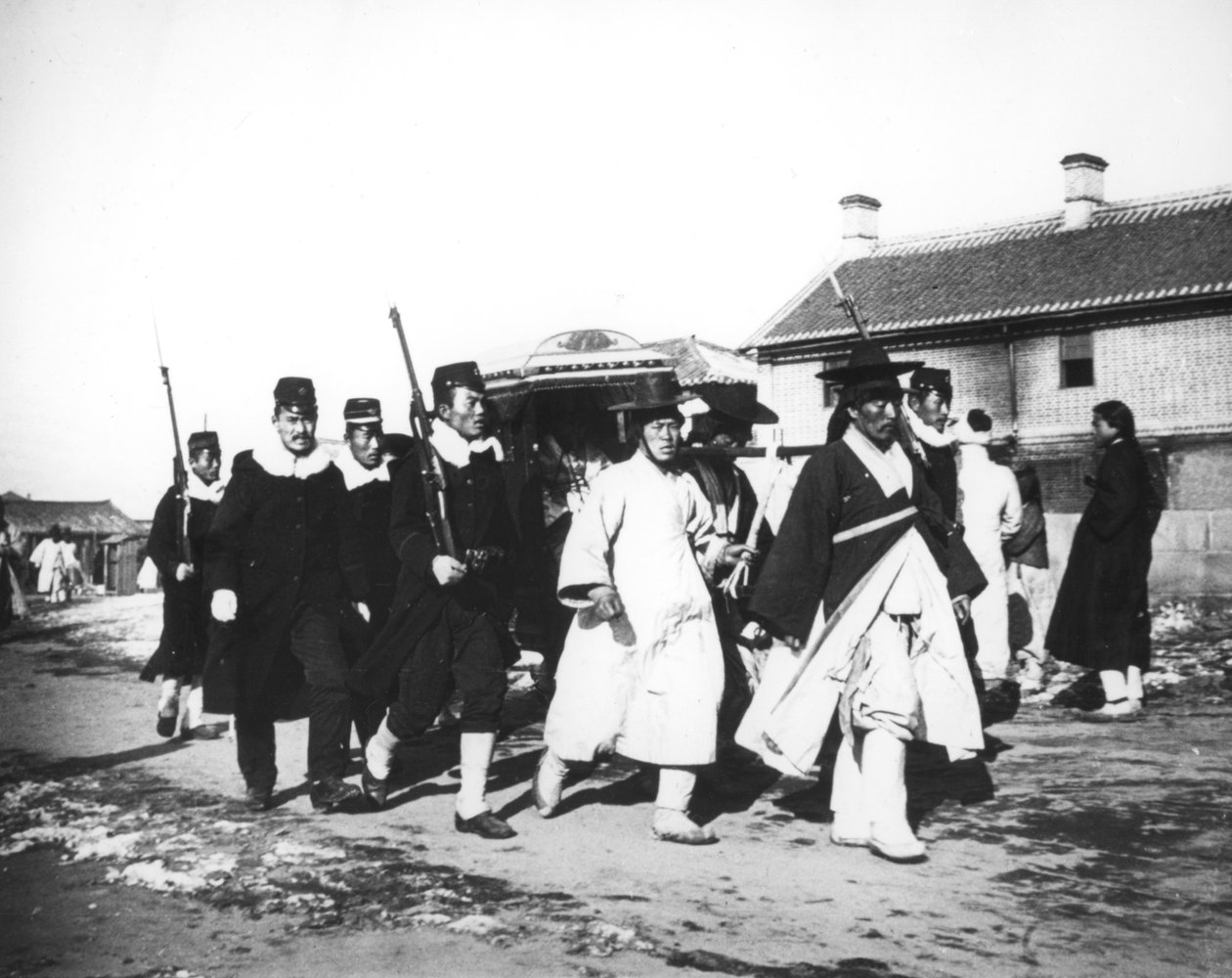 सैनिकों, कोरिया, c1900 के अनुरक्षण के साथ जापानी अधिकारी द्वारा अज्ञात