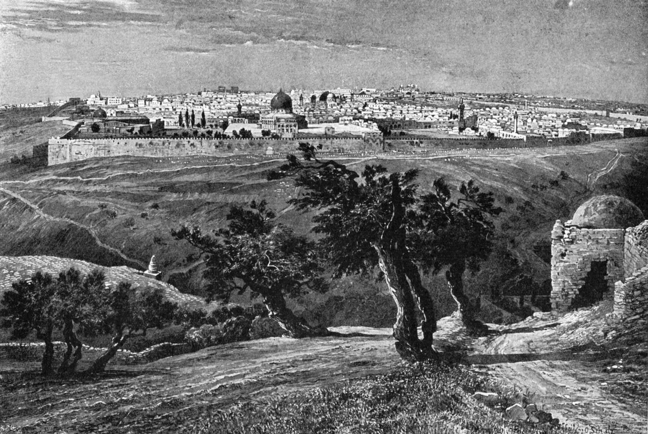 यरूशलेम, जैतून के पहाड़ से, 1902 द्वारा अज्ञात