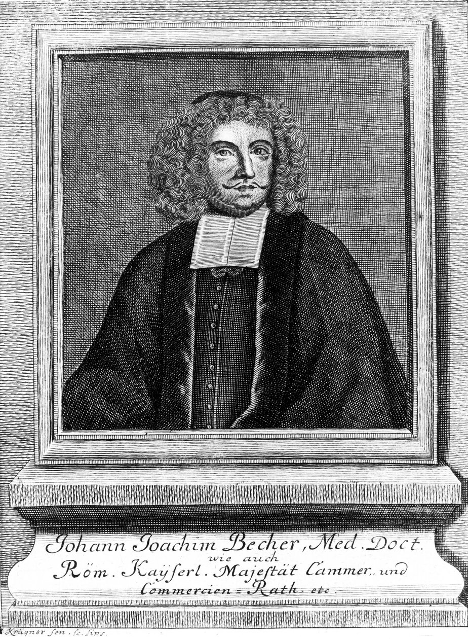 जोहान जोआचिम बीचर, जर्मन चिकित्सक और रसायनज्ञ, c 1670s द्वारा अज्ञात