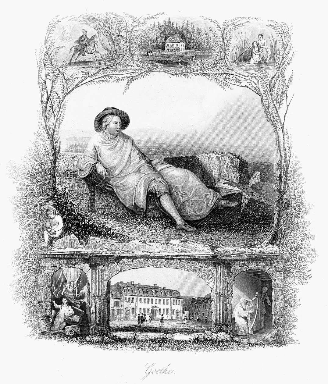जोहान वोल्फगैंग वॉन गोएथे, जर्मन कवि, नाटककार और वैज्ञानिक, c1860 द्वारा अज्ञात