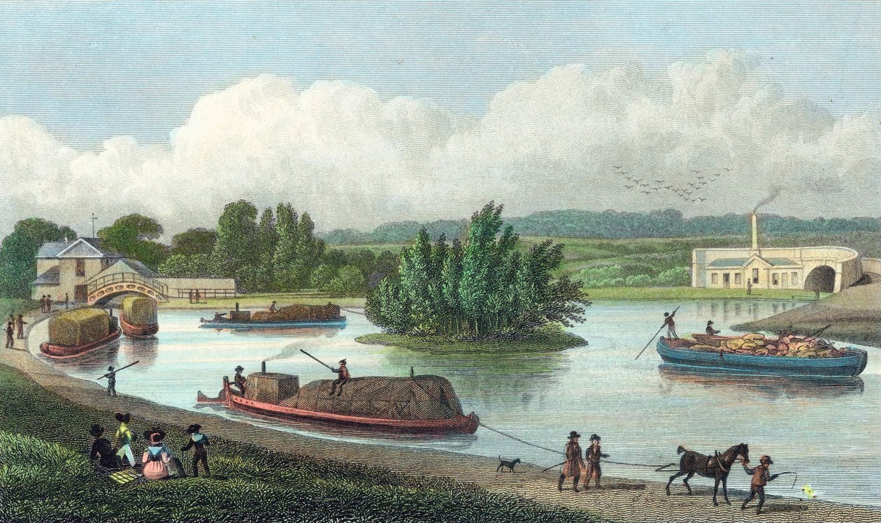 पैडिंगटन बेसिन, लंदन में 1828 में जंक्शन ऑफ नहर द्वारा अज्ञात