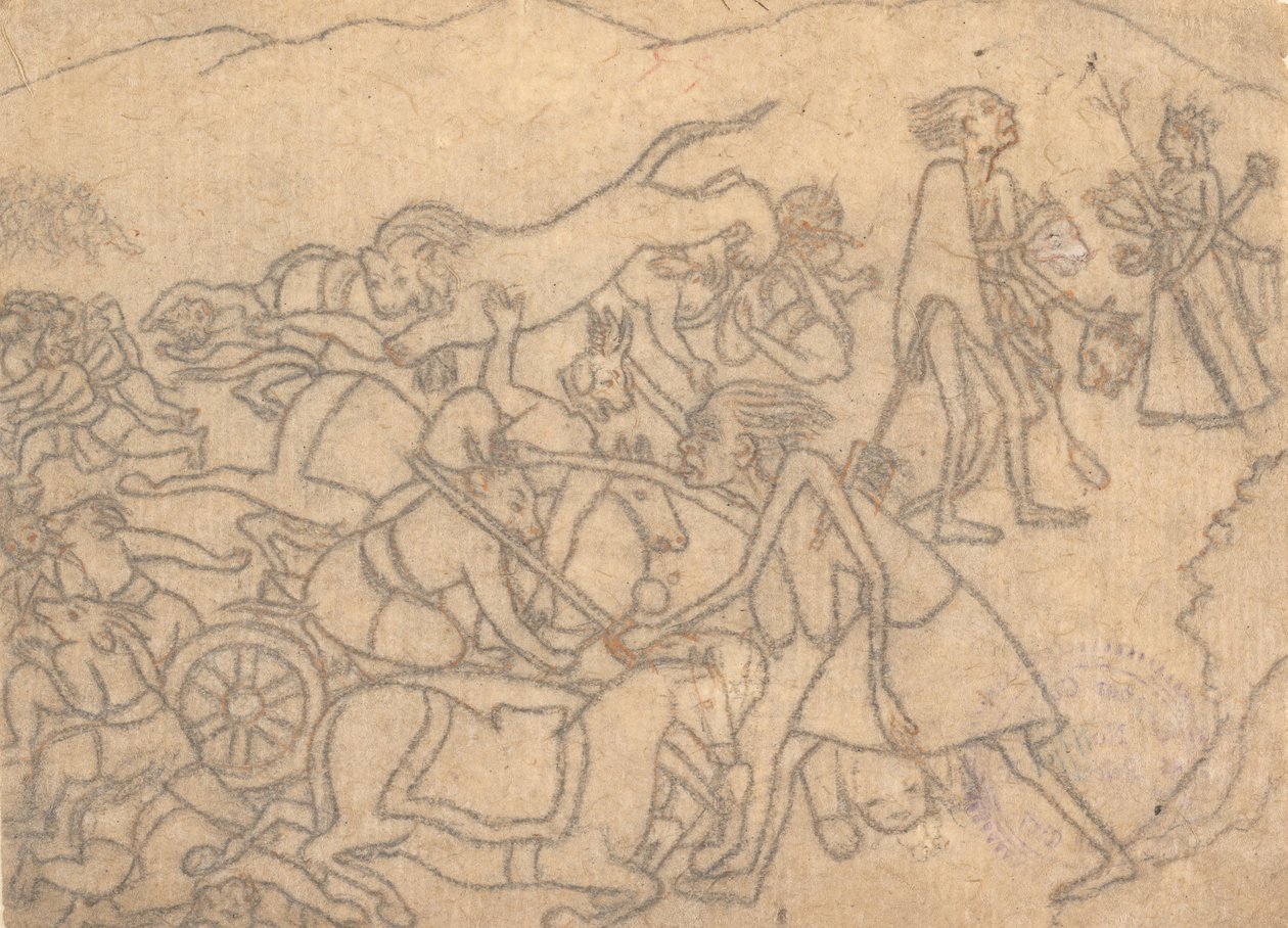 काली ने दुर्गा को चंदा और मुंडा के सिर भेंट किए ... देवी महात्म्य ..., सीए। 1780. द्वारा अज्ञात