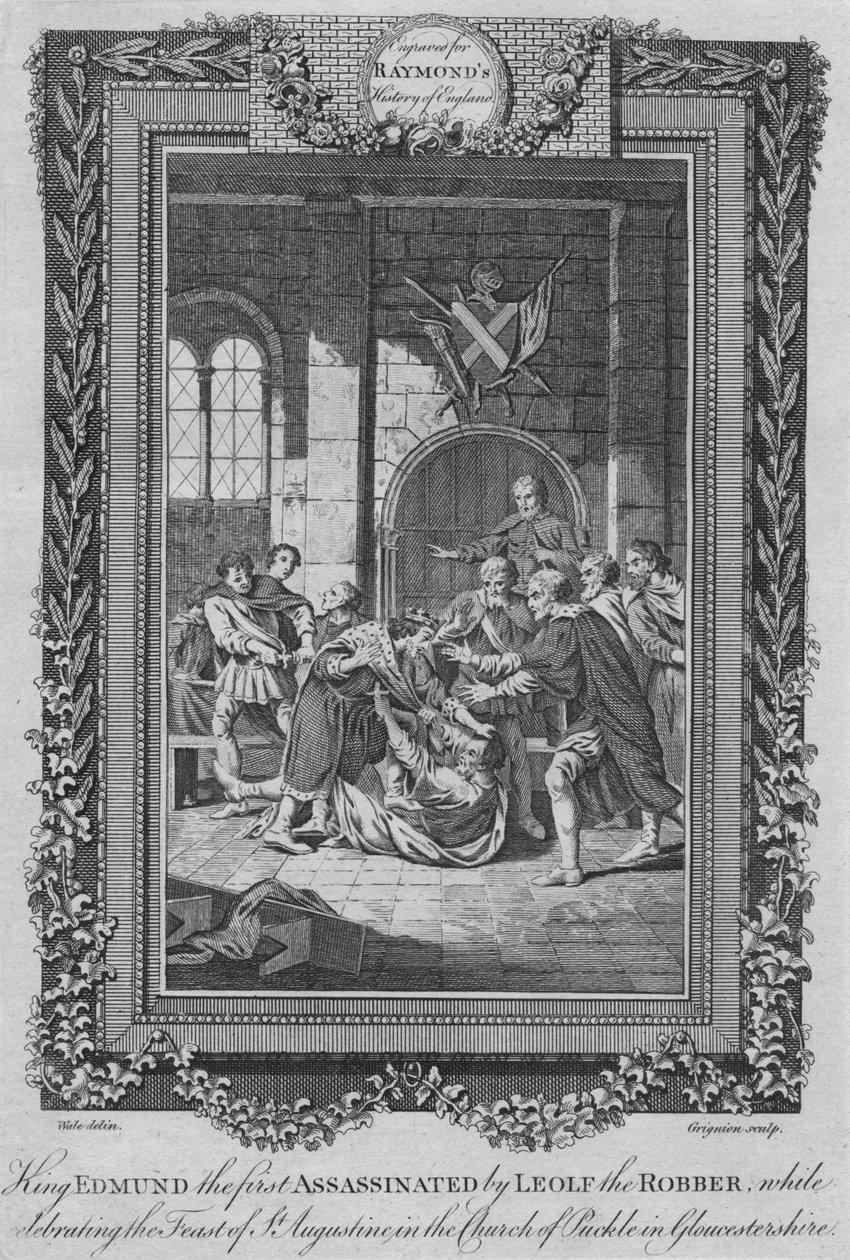 राजा एडमंड ने लीफ द रॉबे द्वारा पहली हत्या की, c1787 द्वारा अज्ञात