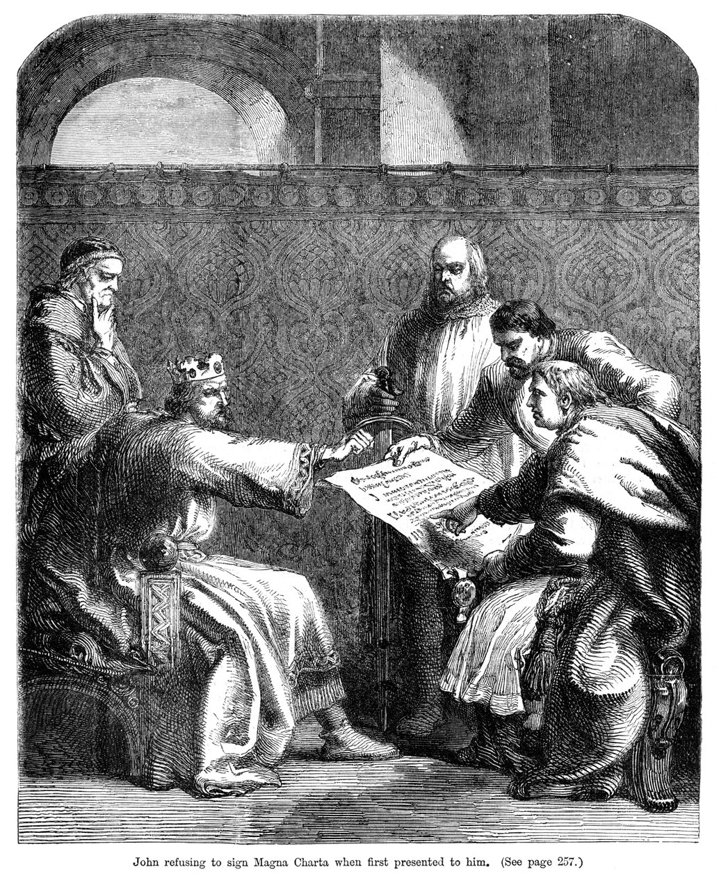राजा जॉन 1167-1216 ने मैग्ना कार्टा पर हस्ताक्षर करने से इनकार कर दिया जब पहली बार उसे 1215 पेश किया गया द्वारा अज्ञात