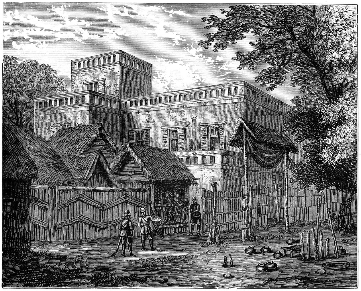 किंग कोफ़ीस पैलेस, कूमासी, आशांति वार, अफ्रीका, 1900 द्वारा अज्ञात