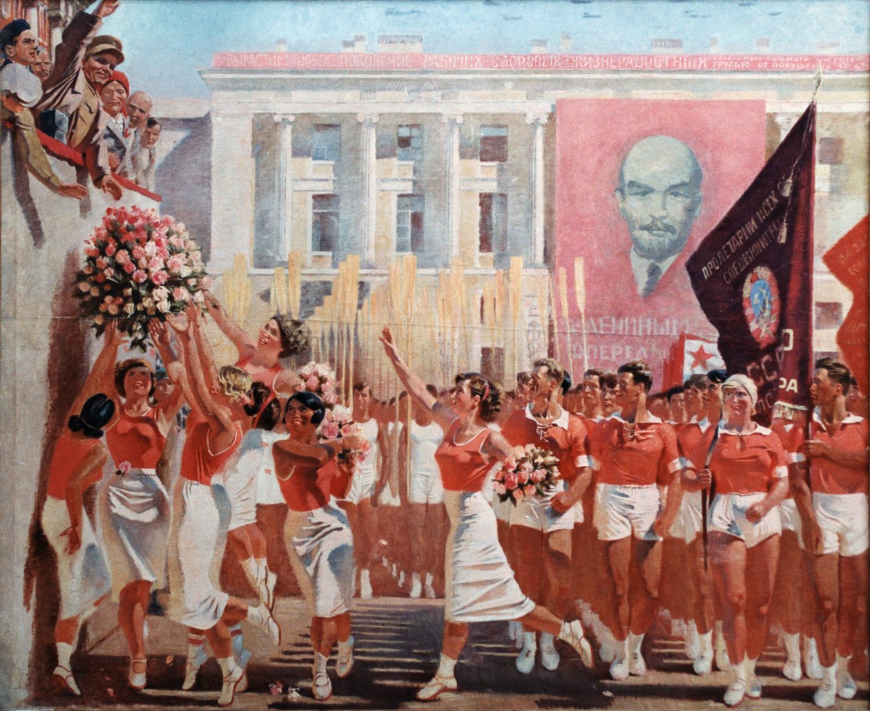 किरोव वॉचेज ए परेड ऑफ स्पोर्ट्समेन' (1935) ए, एन, समोखवालोव की पेंटिंग। द्वारा अज्ञात