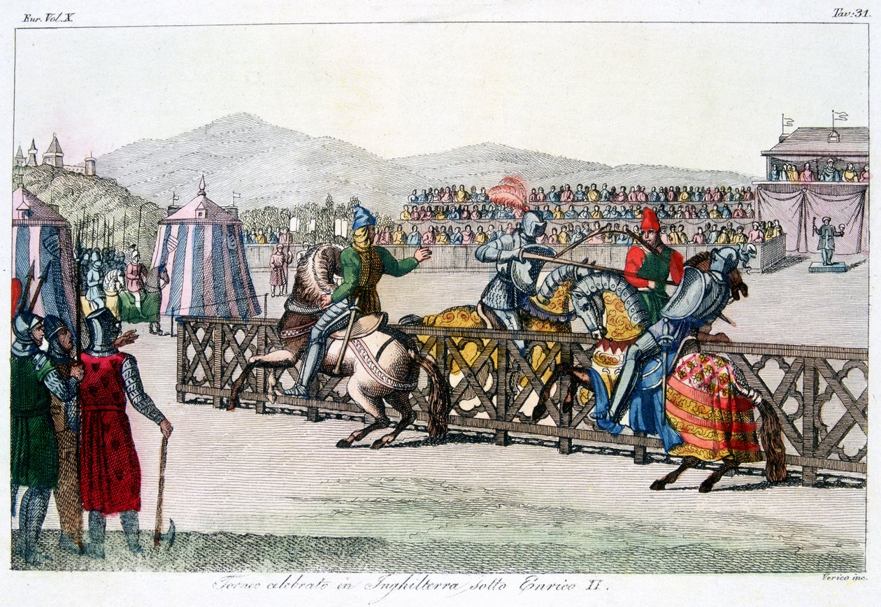 एक टूर्नामेंट में बाहर होने वाले शूरवीरों, 12 वीं शताब्दी, c1815 द्वारा अज्ञात