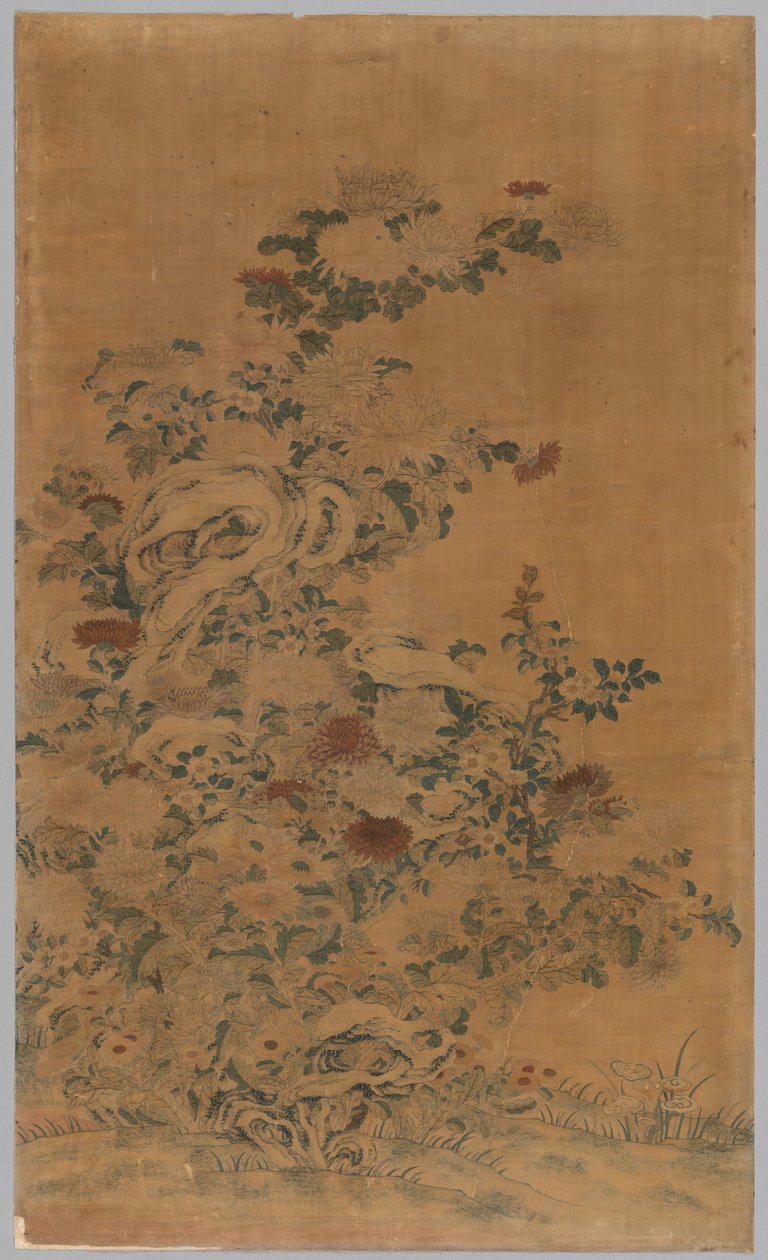 कोसु पैनल: चट्टान और गुलदाउदी, 1700 - 1800s। द्वारा अज्ञात