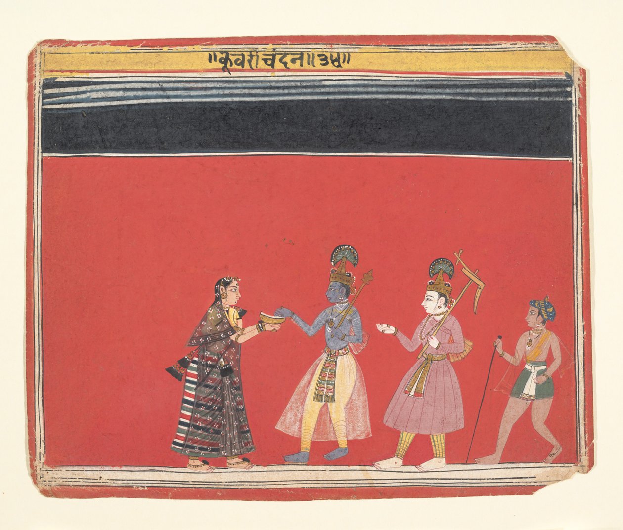 कृष्ण कुबड़ी महिला त्रिवक्र से भेंट स्वीकार करते हैं..., लगभग। 1650. द्वारा अज्ञात