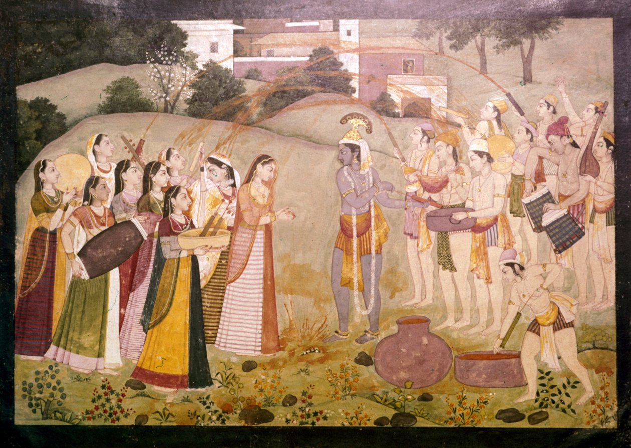 कृष्ण होली का वसंत उत्सव मनाते हुए, c1770-1780 द्वारा अज्ञात