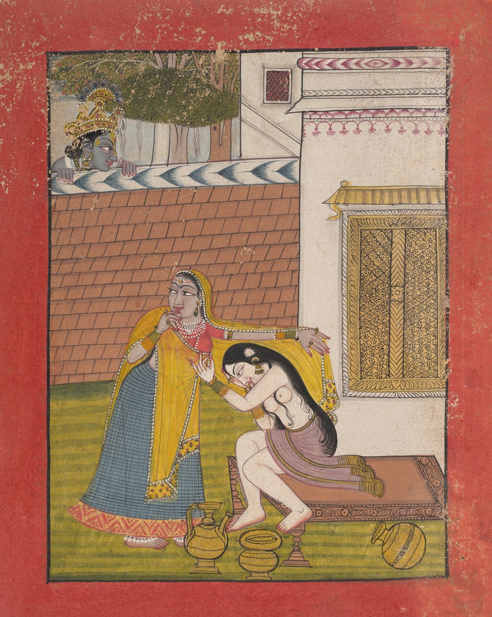 कृष्ण, राधा पर जासूसी, सीए। 1780-90. द्वारा अज्ञात