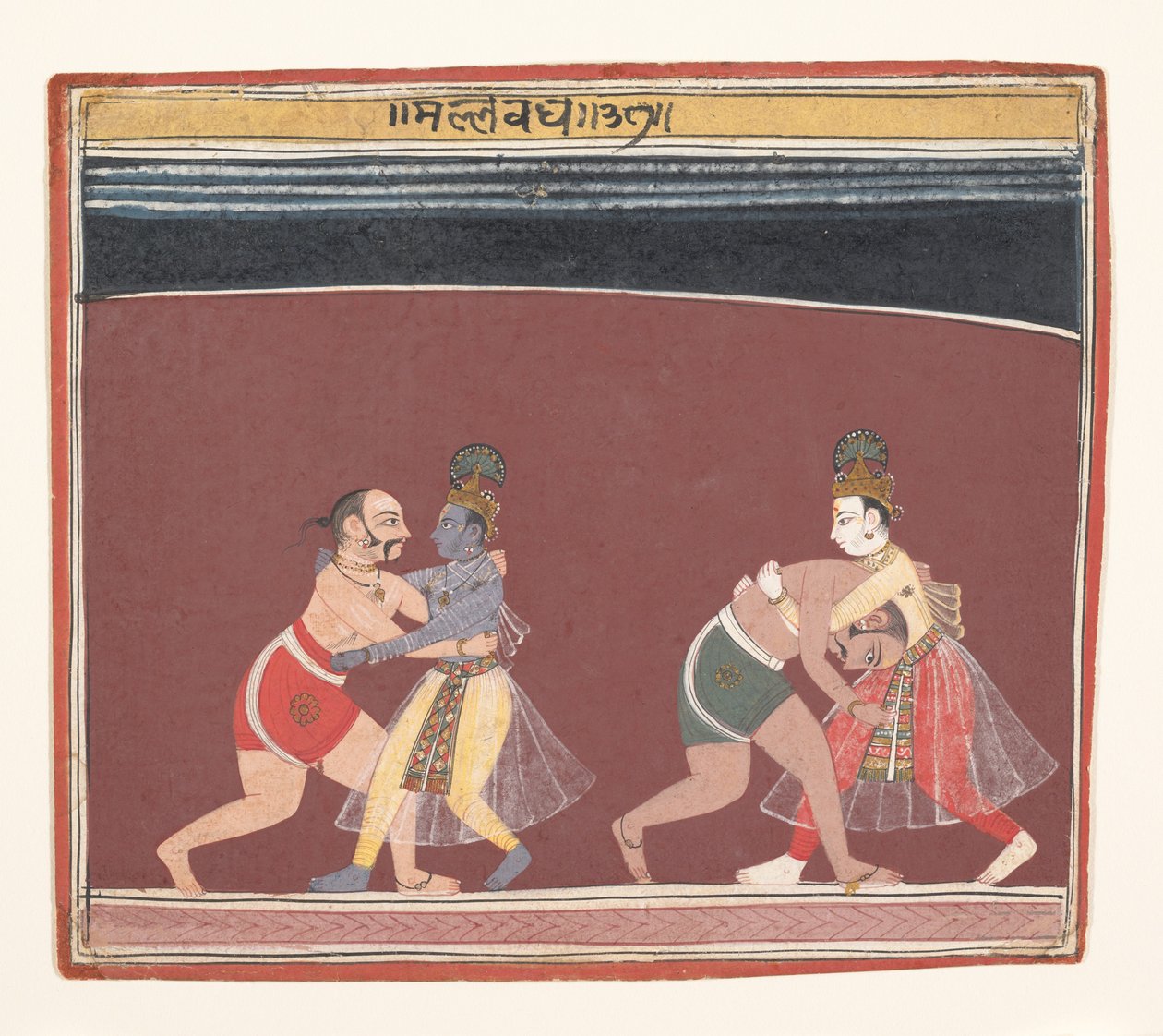 कृष्णा और बलराम ने ईविल किंग कामस रेसलर्स से लड़ाई ..., ca. 1650। द्वारा अज्ञात