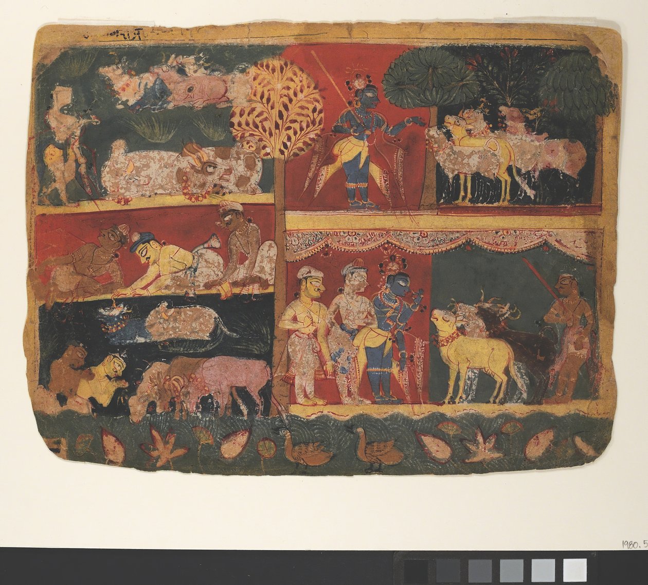 कृष्णा एंड द काउहर्ड्स: पेज फ्रॉम ए डिसपर्स्ड भागवत पुराण..., सीए। 1520-30। द्वारा अज्ञात