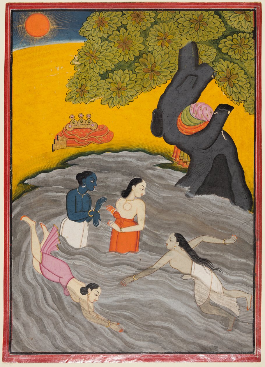 जुम्ना में गोपियों के साथ खेलते हुए कृष्ण, सी। 1770। द्वारा अज्ञात
