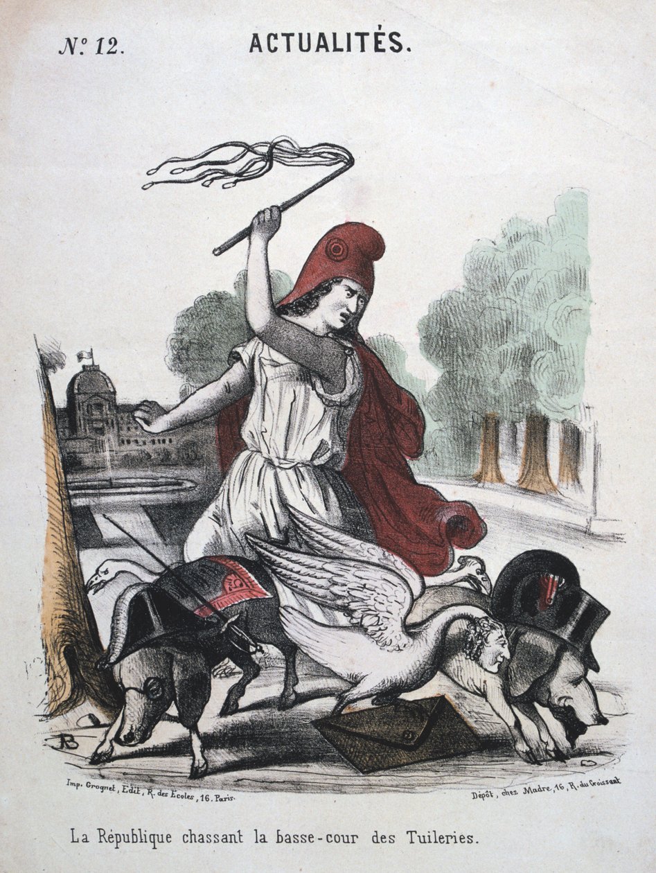 द रिपब्लिक चेज़िंग द ट्यूलरीज़ लोअर कोर्ट, अलौकिक कार्टून, 1870-1871 द्वारा अज्ञात