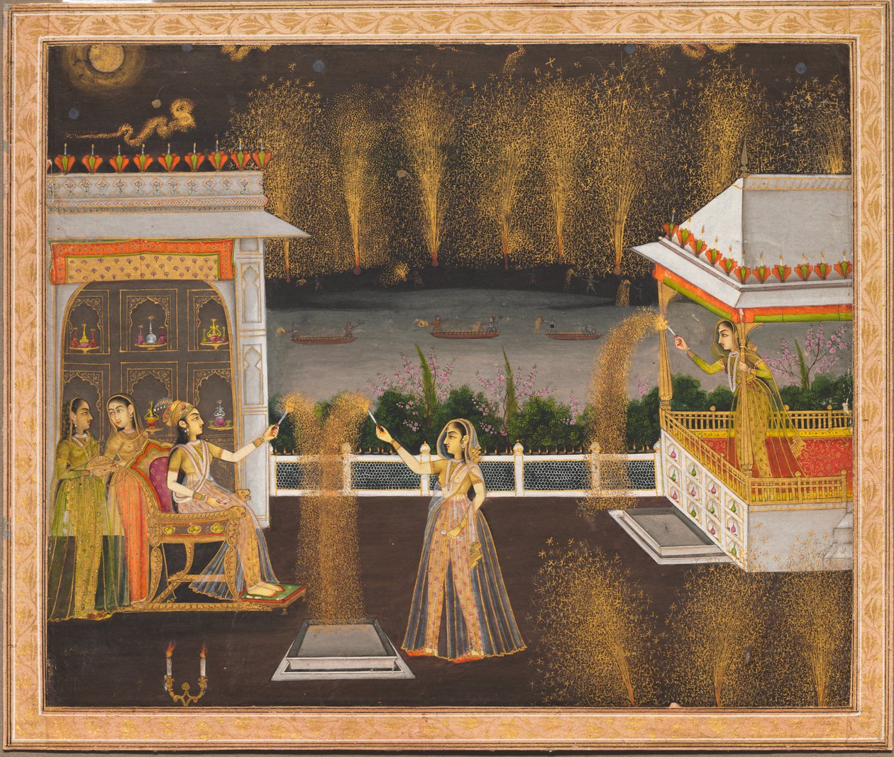 दीवाली मनाती महिलाएं, सी। 1760। द्वारा अज्ञात