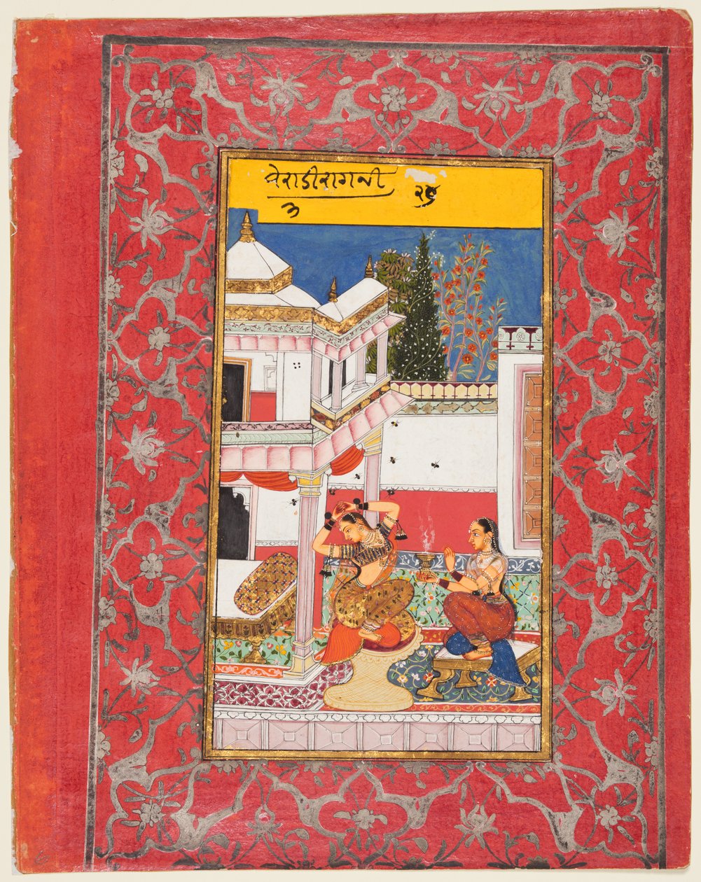 लेडी लॉंगिंग फॉर द लवर, दिपक की वारी रागिनी, एक रागमाला से, 1650-60। द्वारा अज्ञात