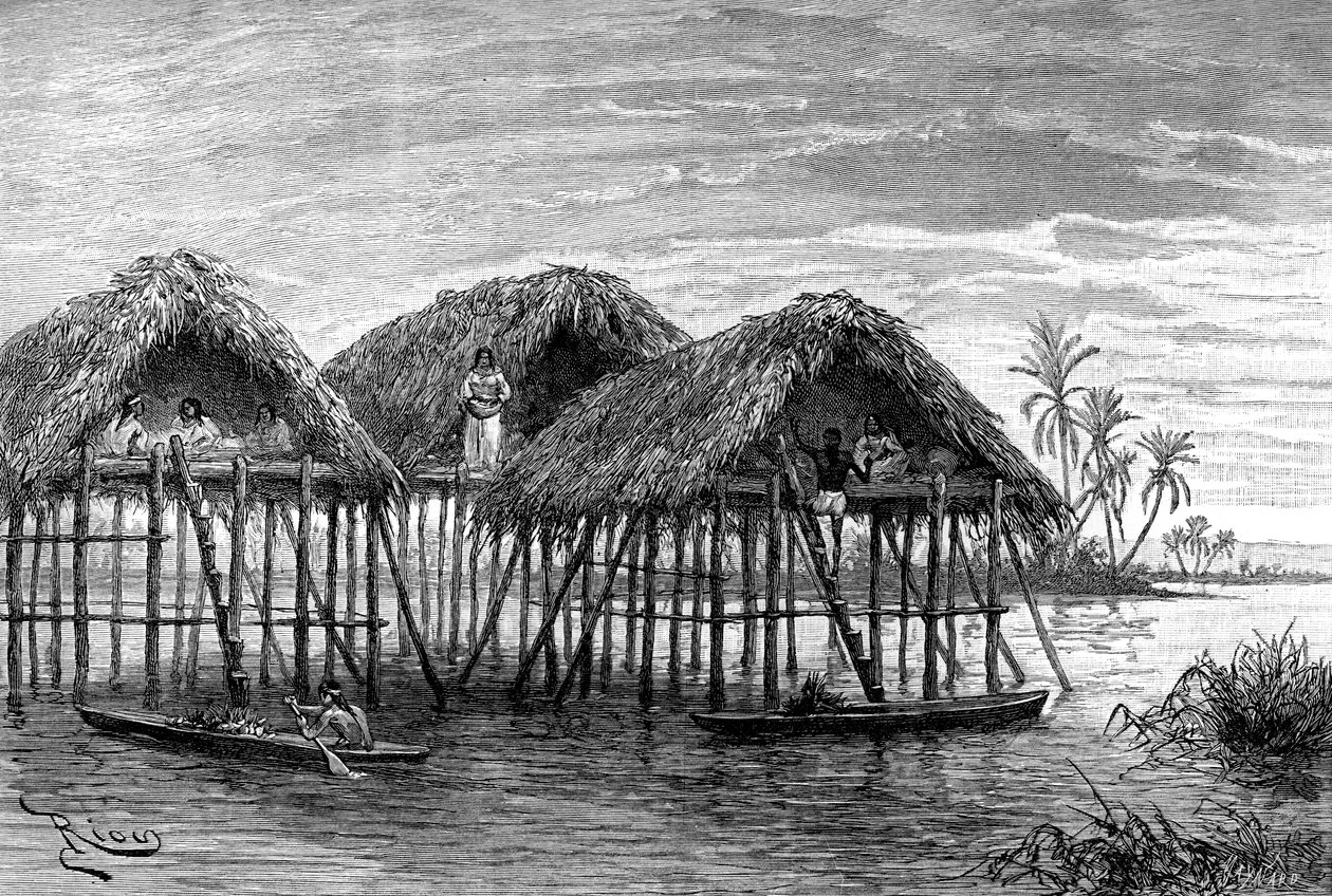1895 में वेनेजुएला के मारकाइबो के पास सांता रोजा की झील के किनारे द्वारा अज्ञात