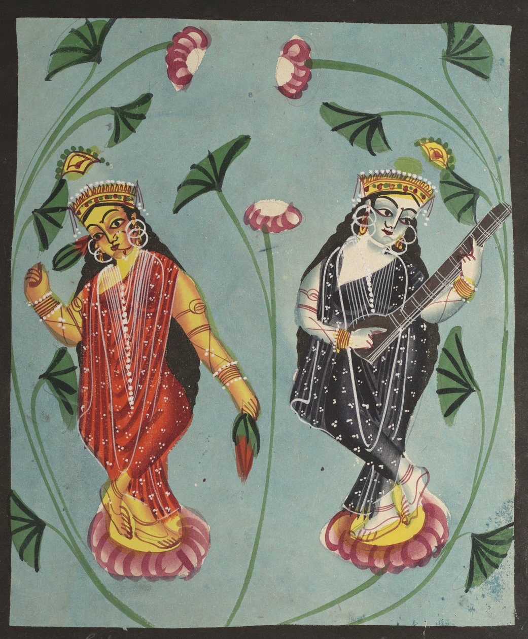 लक्ष्मी और सरस्वती, 1800s। द्वारा अज्ञात