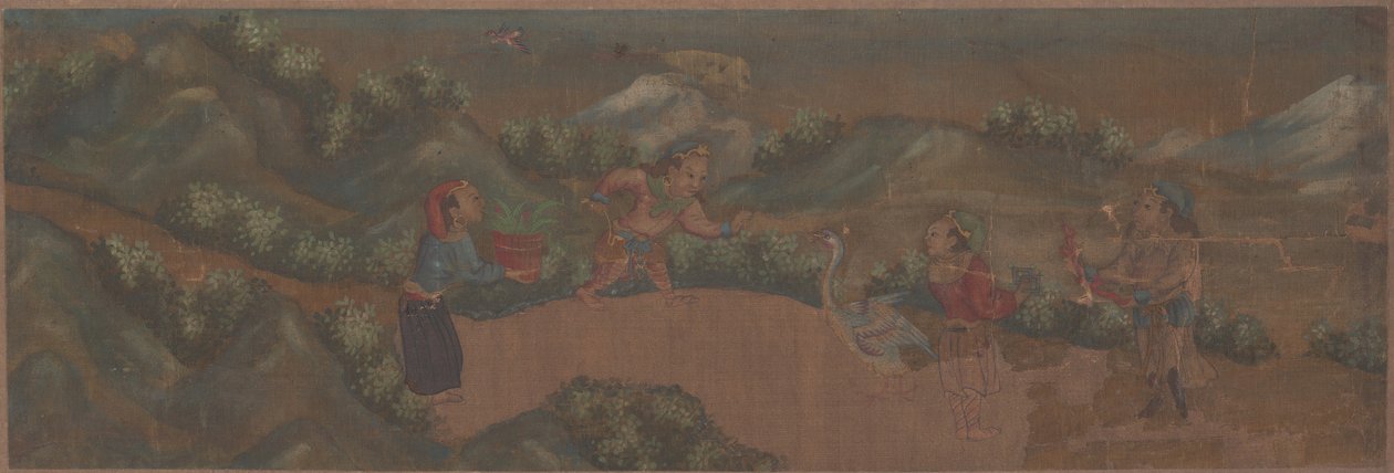 वुडलैंड सेटिंग में फिगर की लैंडस्केप पेंटिंग। द्वारा अज्ञात