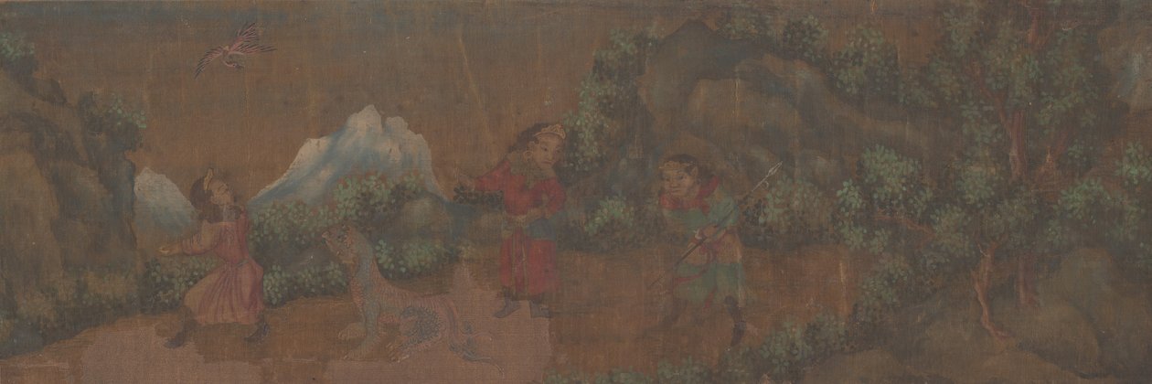 वुडलैंड सेटिंग में फिगर की लैंडस्केप पेंटिंग। द्वारा अज्ञात