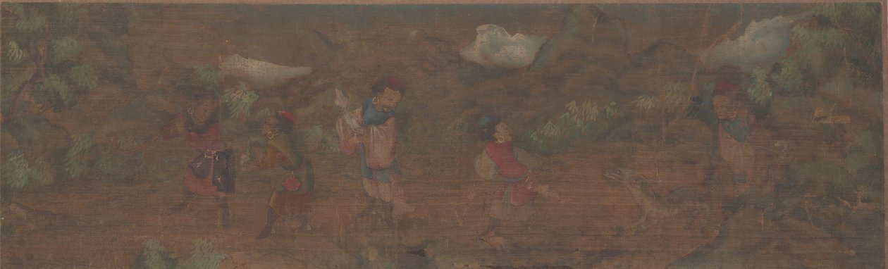 वुडलैंड सेटिंग में फिगर की लैंडस्केप पेंटिंग। द्वारा अज्ञात