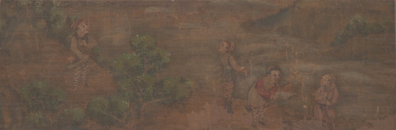 वुडलैंड सेटिंग में फिगर की लैंडस्केप पेंटिंग। द्वारा अज्ञात