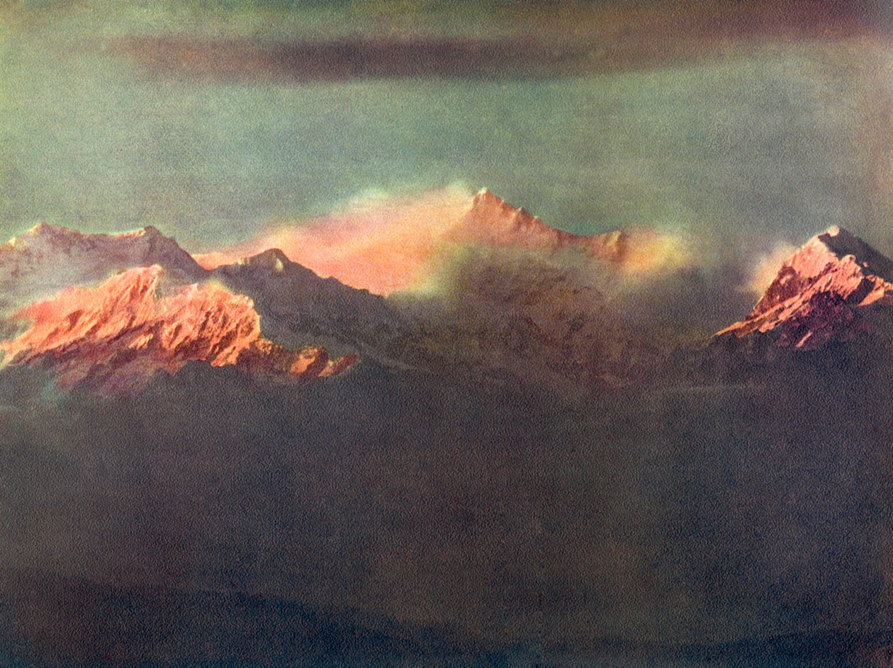किचनजंगा पर प्रकाश की अंतिम किरणें, c1910 द्वारा अज्ञात