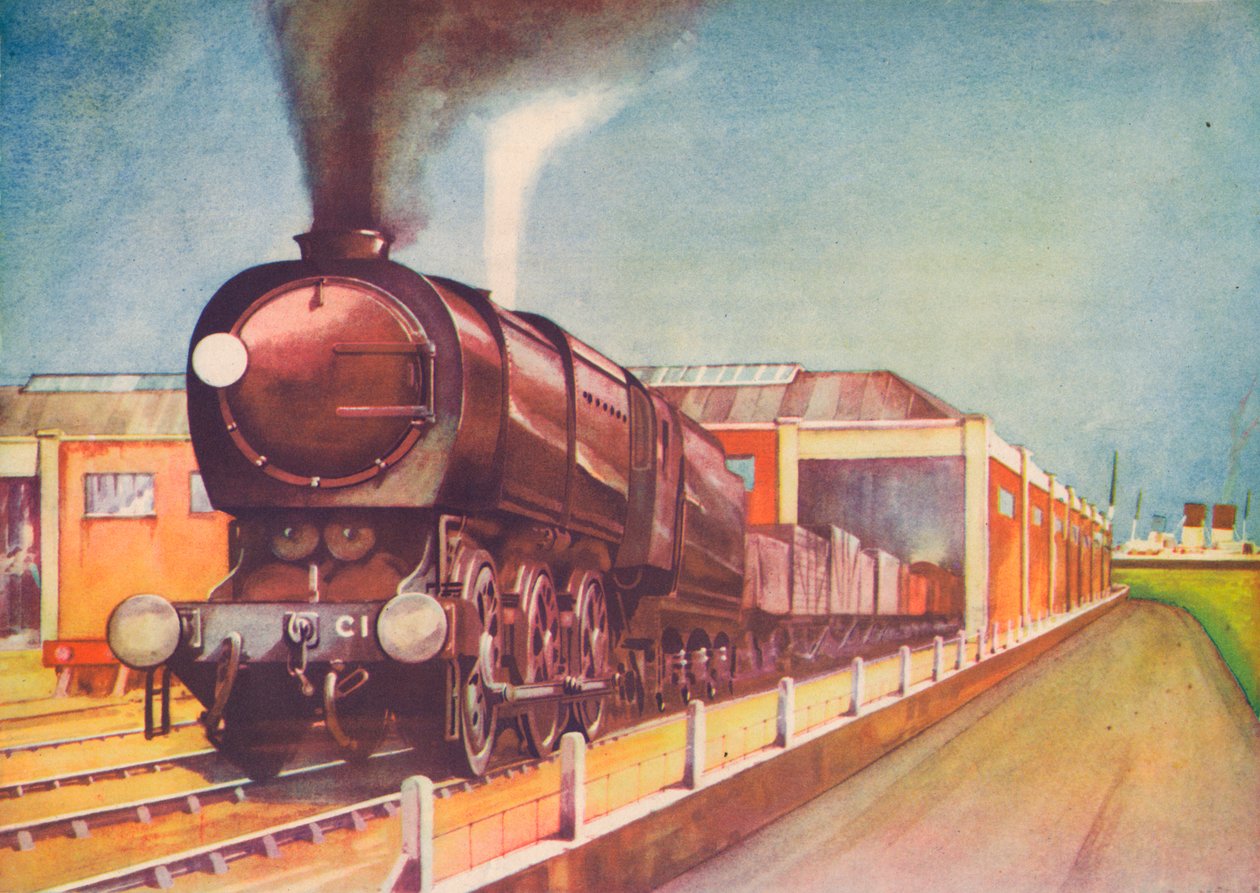 साउथेम्प्टन डॉक्स, 1940 में नवीनतम ऑस्टेरिटी फ्रेट इंजन, एसआर द्वारा अज्ञात