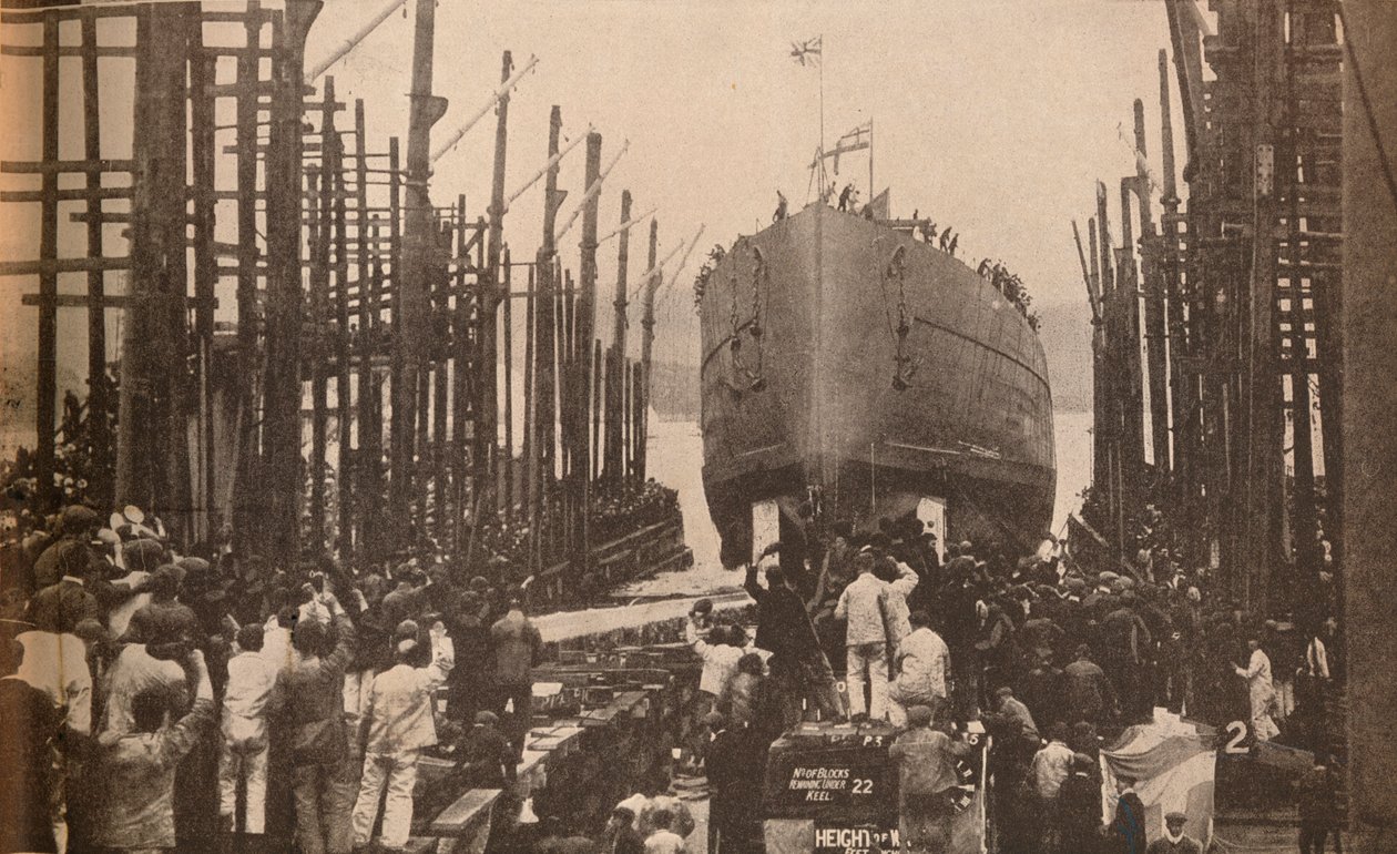 अगस्त 1910 में एचएमएस लॉयन का शुभारंभ, 1919, 1935 द्वारा अज्ञात