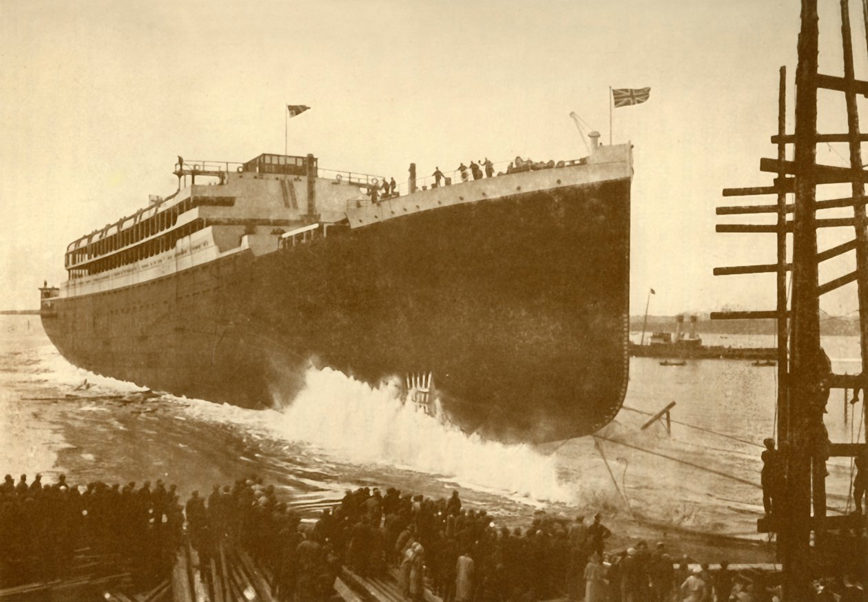ओरमा ओरिएंट लाइन का शुभारंभ, 20,000 टन, c1930। द्वारा अज्ञात