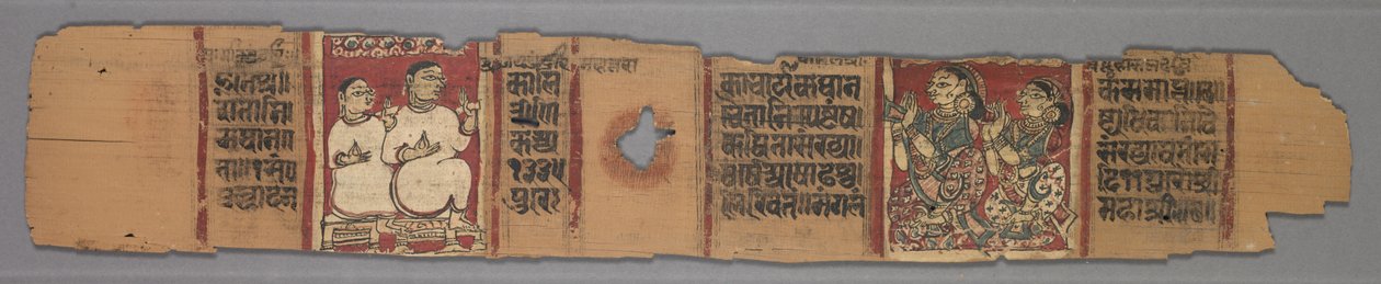 जैन पांडुलिपि से पत्ता: कालकाचार्य की कहानी: पाठ रेक्टो, १२usus। द्वारा अज्ञात