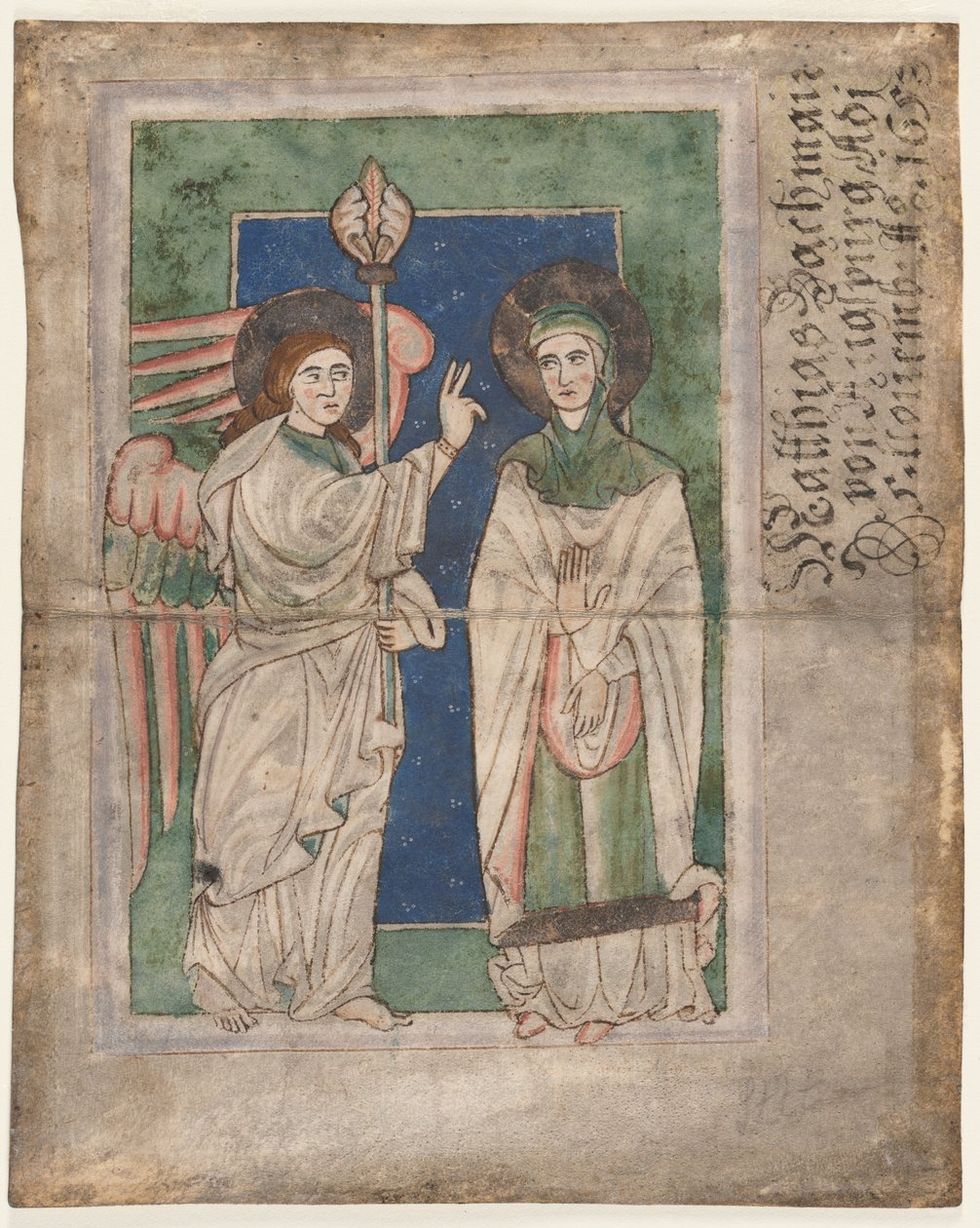 एक Psalter से पत्ता: घोषणा रेक्टो, एक Psalter से पत्ता: Nativity छंद, जल्दी 1200s। द्वारा अज्ञात