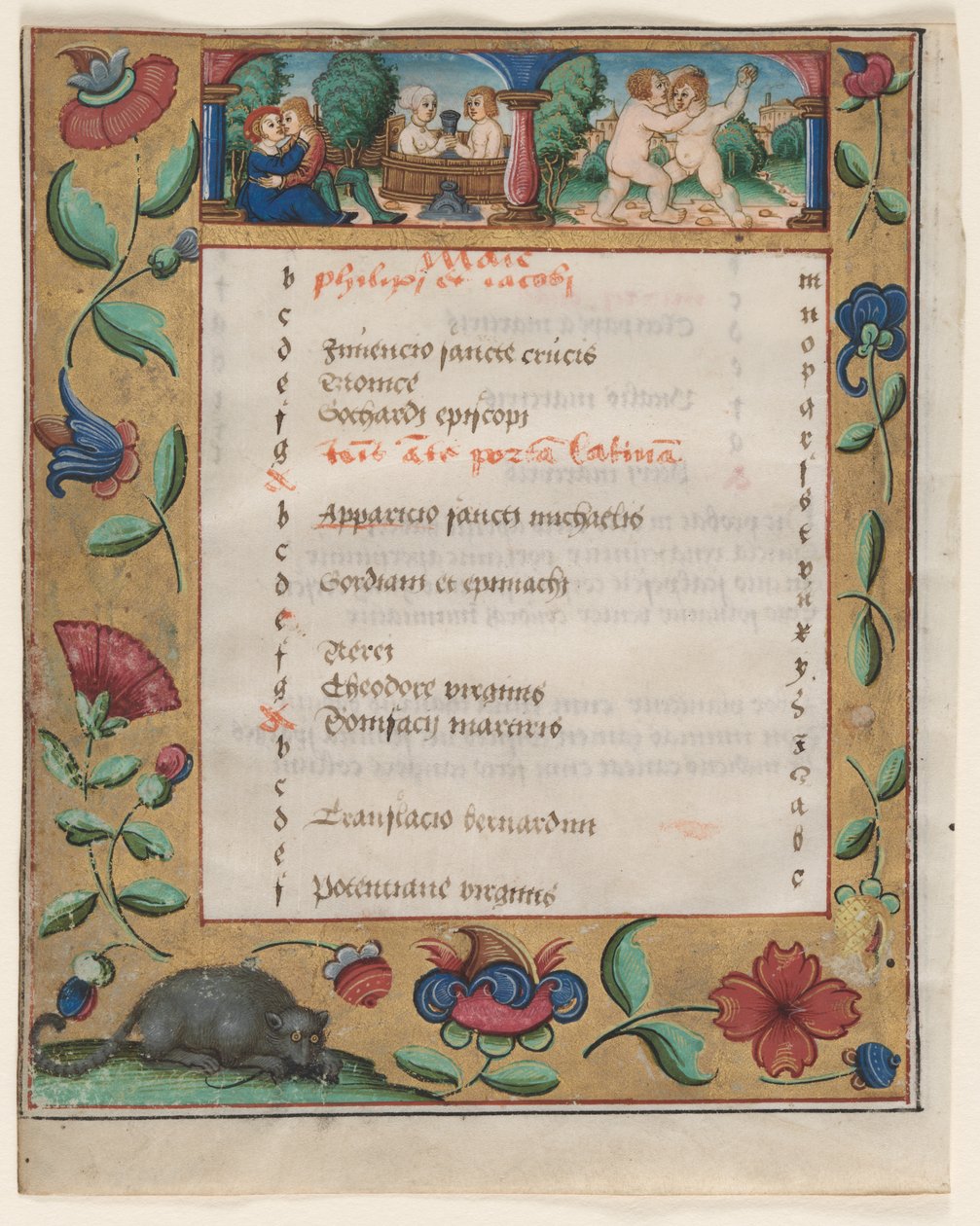 एक Psalter और प्रार्थना पत्र से पत्ता: कैलेंडर पृष्ठ लेबर्स के साथ छंद, सी। 1524। द्वारा अज्ञात