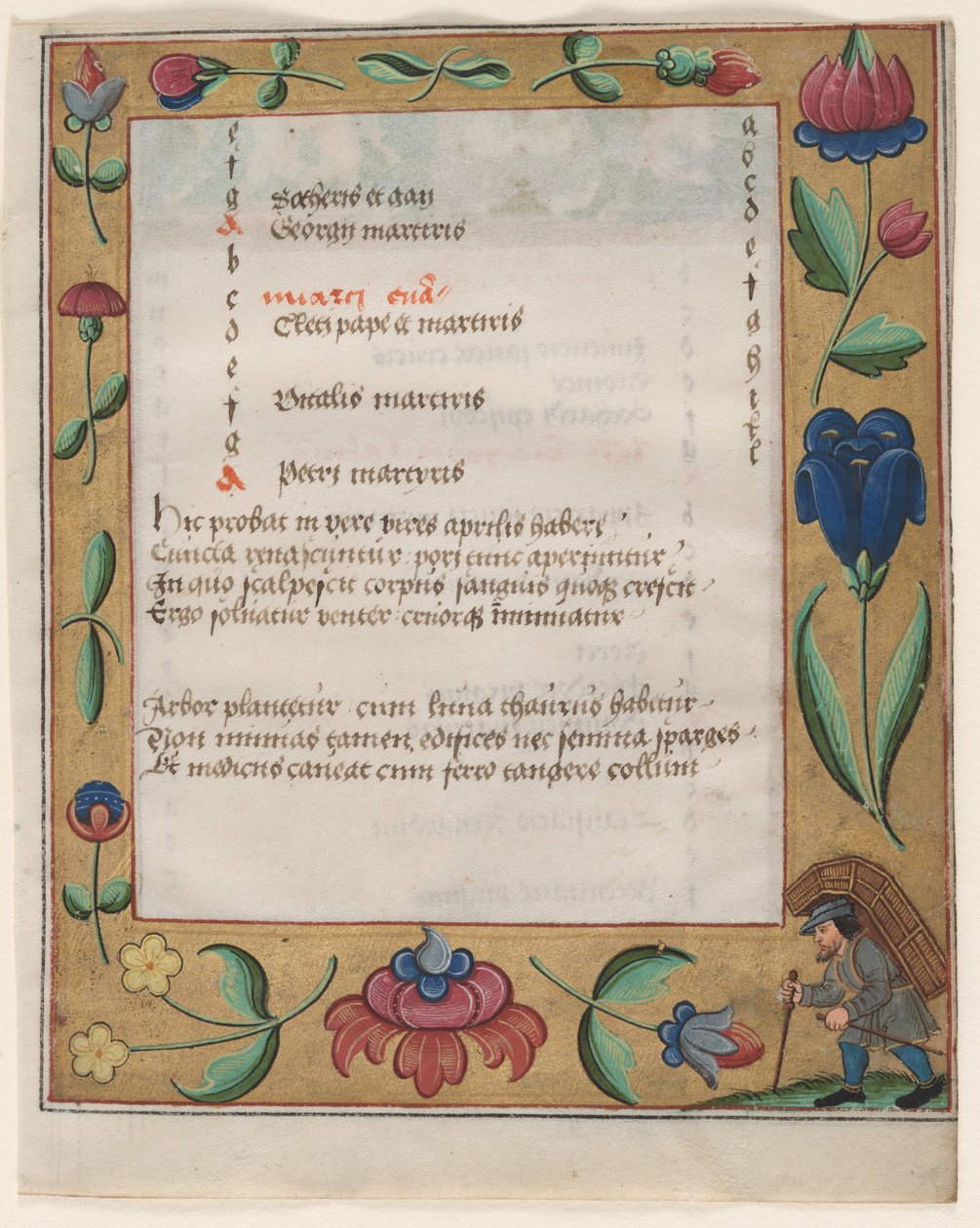 एक Psalter और प्रार्थना से पत्ता: किसान रेक्टो के साथ कैलेंडर पेज, सी। 1524। द्वारा अज्ञात