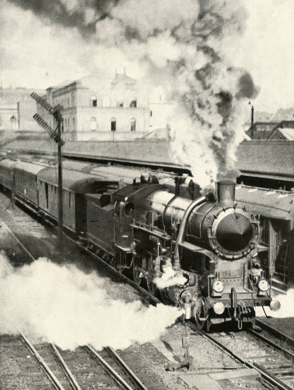 बुडापेस्ट छोड़कर। 1935-36 सेंट्रल स्टेशन से एक एक्सप्रेस ट्रेन रवाना होती है। द्वारा अज्ञात