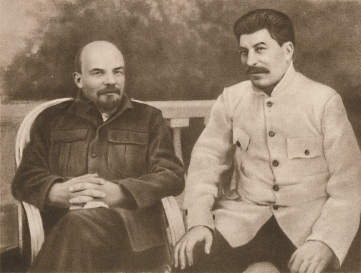 मॉस्को, 1922, 1939 में गोर्की के पास लेनिन और स्टालिन। द्वारा अज्ञात