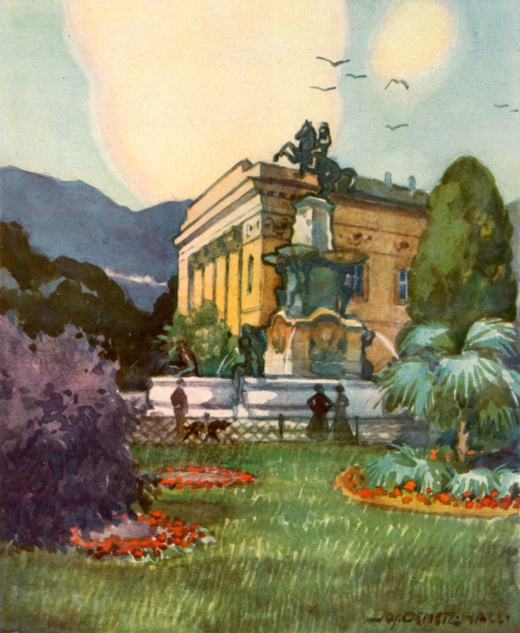 Leopoldsbrunnen und Stadttheater, लियोपोल्ड्स फ़ाउंटेन और सिटी थिएटर, c1929। द्वारा अज्ञात