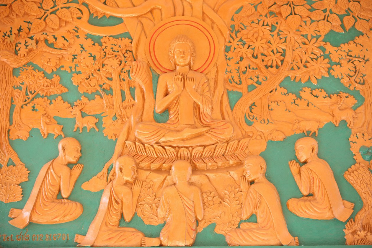 बुद्ध का जीवन। बनारस नोम पेन्ह कंबोडिया में बुद्ध अपने 5 शिष्यों के साथ द्वारा अज्ञात