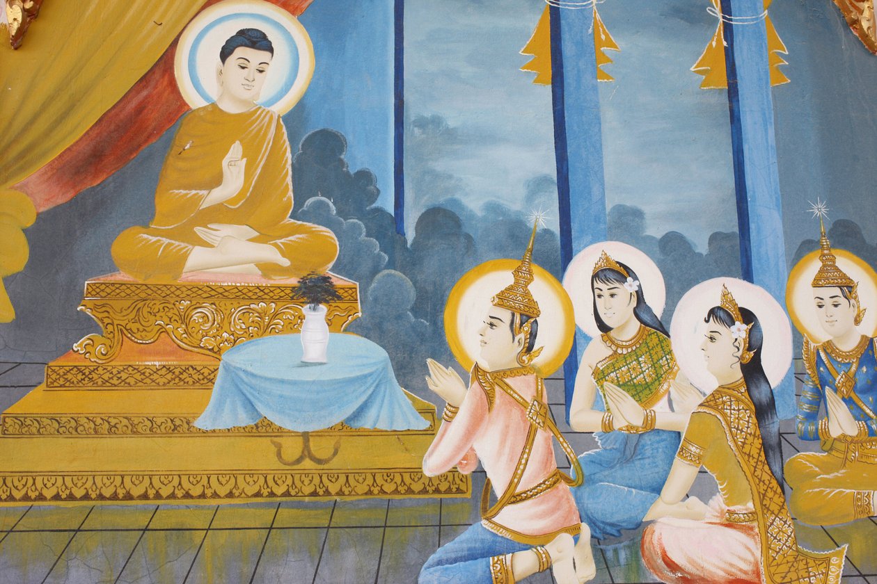 बुद्ध का जीवन अपने परिवार को धर्म की शिक्षा देना, सिएम रीप, कंबोडिया द्वारा अज्ञात