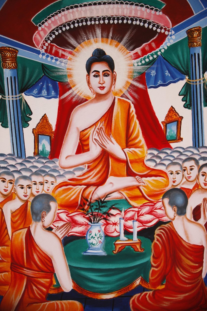 विधानसभा अरहंतों को निर्देश देते हुए बुद्ध का जीवन, सिएम रीप, कंबोडिया द्वारा अज्ञात