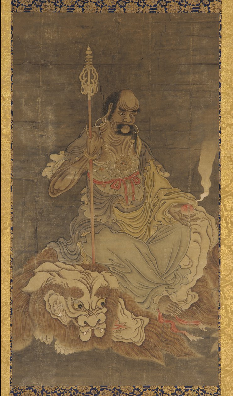 शेर पर बैठा लोहान, मिंग राजवंश, 1368-1644। द्वारा अज्ञात