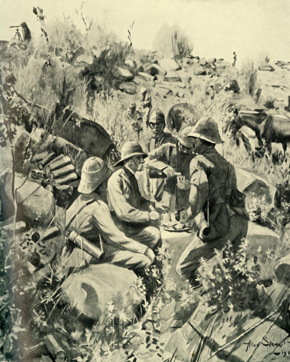 लॉर्ड रॉबर्ट्स एंड स्टाफ लंच एट द वील्ट, 1901। द्वारा अज्ञात
