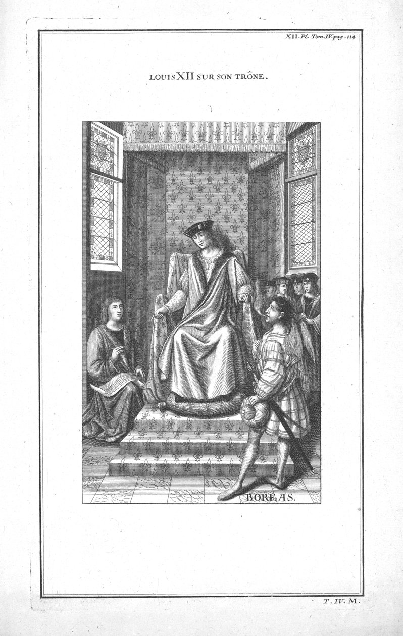 लुई XII अपने सिंहासन पर, c1760। द्वारा अज्ञात