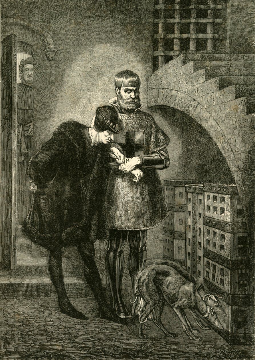 लुइस इलेवन विजिटिंग कार्डिनल बाल इन द आयरन केज, 1469-1481, 1890। द्वारा अज्ञात